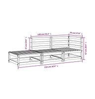 Patio Sofa with Footstool 2-Seater Solid Wood Pine
