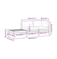 Patio Sofa with Cushions and Footstool Solid Wood Pine