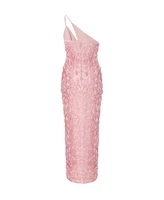 Quiz Women's One Shoulder Cut Out 3D Floral Maxi Dress