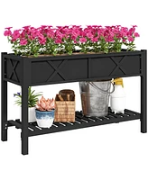 Outsunny Elevated Wood Garden Bed, 47 x 22 31.5in Flower Box,