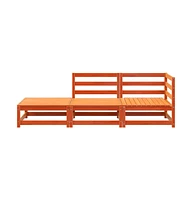 Patio Sofa with Footstool 2-Seater Wax Brown Solid Wood Pine
