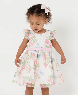 Rare Editions Baby Girls Floral Mesh Social Dress