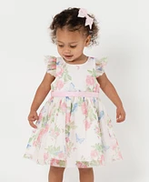 Rare Editions Baby Girls Floral Mesh Social Dress