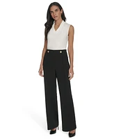 Halston Women's Button-Trim Straight-Leg Pants