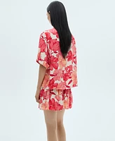 Mango Women's Floral Print Pocket Shirt
