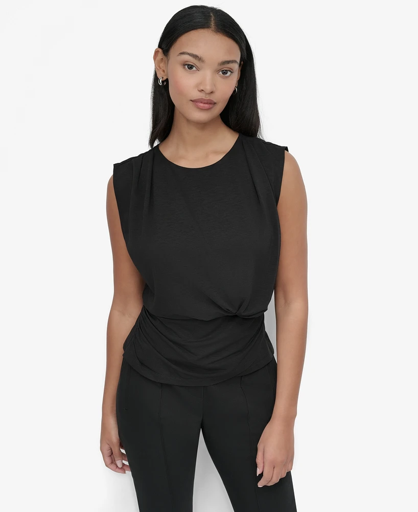 Dkny Women's Sleeveless Draped-Front Blouse