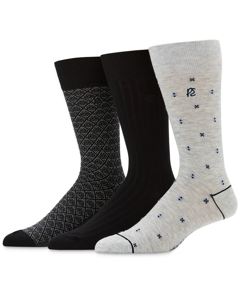 Perry Ellis Portfolio Men's 3-Pk. Assorted Patterned Crew Socks