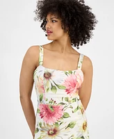 Guess Women's Floral-Print Ruffled-Hem Midi Dress