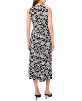 Sam & Jess Women's Printed V-Neck Tie-Waist Midi Dress