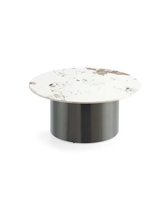 Manhattan Comfort 31.49" Alondra Modern Round Sintered Stone Top Coffee Table