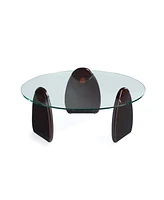 Manhattan Comfort 35.43" Artesia Modern Tempered Glass Top Coffee Table