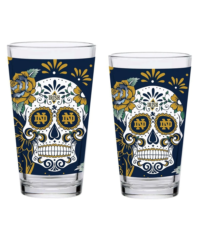 Indigo Falls Notre Dame Fighting Irish Two-Pack 16oz. Dia De Los Muertos Pint Glass Set