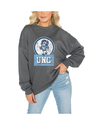 Gameday Couture Women's Charcoal North Carolina Tar Heels Drop Shoulder Fleece Pullover Sweatshirt