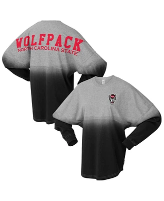 Spirit Jersey Men's and Women's Red/Gray Nc State Wolfpack Ombre Long Sleeve T-Shirt