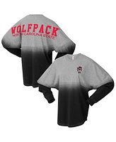 Spirit Jersey Men's and Women's Red/Gray Nc State Wolfpack Ombre Long Sleeve T-Shirt