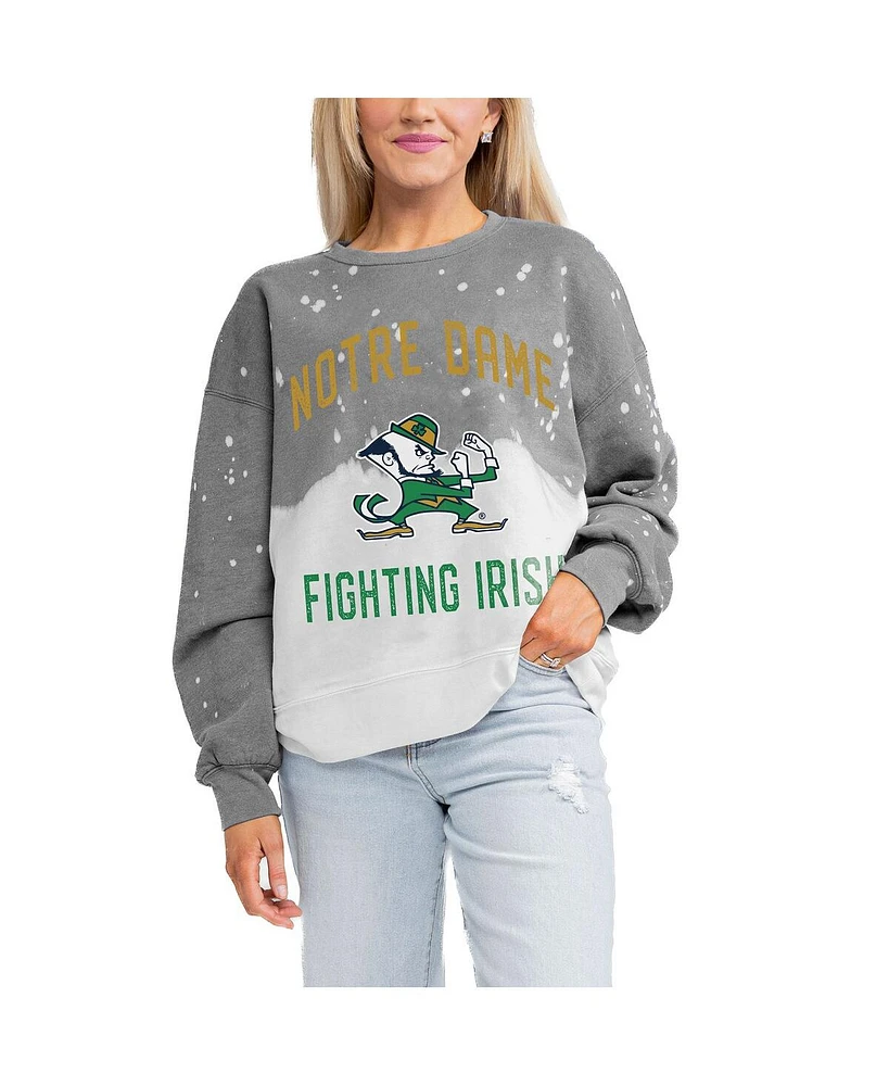 Gameday Couture Women's Gray Notre Dame Fighting Irish Twice As Nice Faded Crewneck Sweatshirt