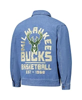 The Wild Collective Men's and Women's Blue Milwaukee Bucks Coaches Full-Zip Denim Jacket