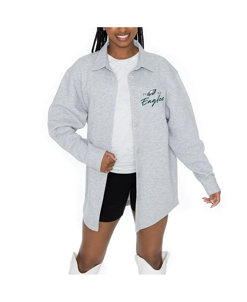 Gameday Couture Women's Ash Philadelphia Eagles Full-Button Long Sleeve Overshirt