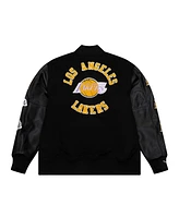 Mitchell & Ness Men's Black Los Angeles Lakers Hardwood Classics Blackout Collection Full-Snap Varsity Jacket