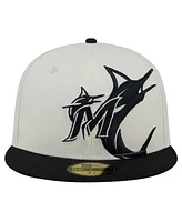 New Era Men's Cream/Black Miami Marlins Lonestar 59FIFTY Fitted Hat