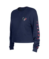 New Era Women's Navy Houston Texans Thermal Crop Long Sleeve T-Shirt