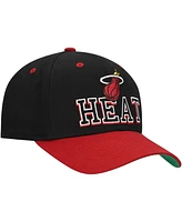 Mitchell & Ness Men's Black/Red Miami Heat Backside Script Two-Tone Pro Crown Adjustable Hat