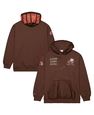 Mitchell & Ness Men's Brown Cleveland Browns Vintage Logo Team Og 2.0 Fleece Pullover Hoodie