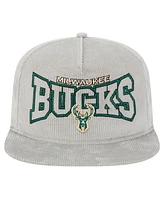 New Era Men's Gray Milwaukee Bucks Throwback Corduroy Golfer Snapback Hat