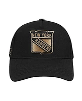 Pro Standard Men's Black New York Rangers Metallic Logo Pinch Front Adjustable Hat