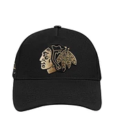 Pro Standard Men's Black Chicago Blackhawks Metallic Logo Pinch Front Adjustable Hat