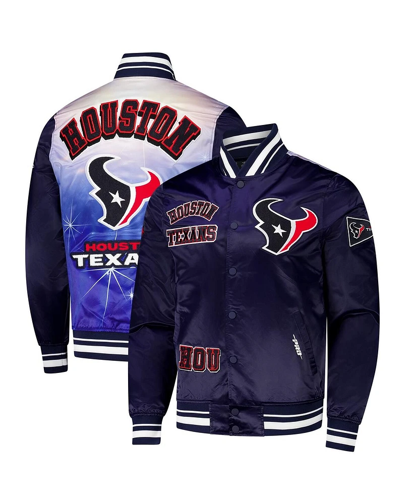 Pro Standard Men's Navy Houston Texans Sublimated Satin Full-Snap Jacket