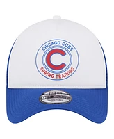 New Era Men's White/Royal Chicago Cubs Spring Training Circle Foam A-Frame 9FORTY Trucker Adjustable Hat