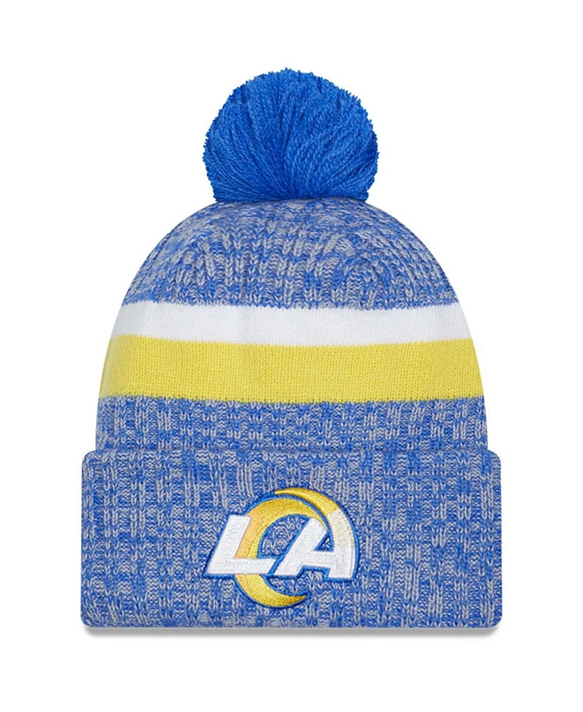 New Era Big Boys and Girls Royal Los Angeles Rams 2023 Sideline Cuffed Knit Hat With Pom