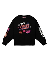 Mitchell & Ness Women's Black New York Knicks Slap Sticker Lightweight Pullover Sweatshirt