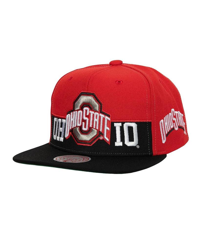 Mitchell & Ness Men's Scarlet/Black Ohio State Buckeyes Half N Half Snapback Hat