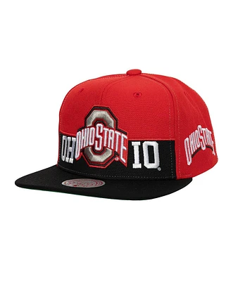 Mitchell & Ness Men's Scarlet/Black Ohio State Buckeyes Half N Half Snapback Hat