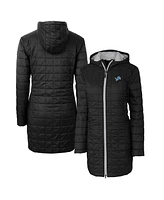 Cutter & Buck Women's Black Detroit Lions Rainier Primaloft Hooded Long Lightweight Coat