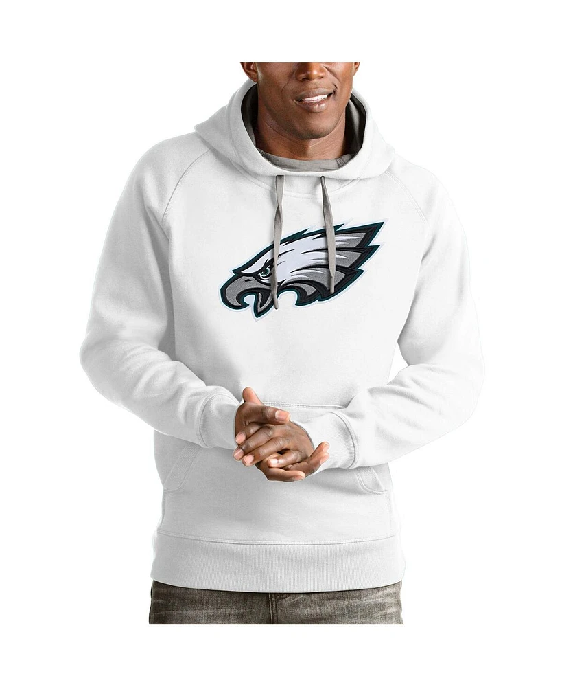 Antigua Men's White Philadelphia Eagles Victory Pullover Hoodie