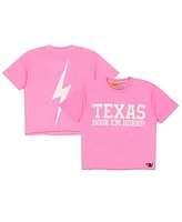 Aviator Nation Women's Pink Texas Longhorns Bolt Cropped Tri-Blend T-Shirt