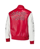 Freeze Max Men's Red/White Looney Tunes Tweety Bones Full-Zip Varsity Jacket