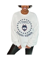 Gameday Couture Women's White UConn Huskies Premium Fleece Drop Shoulder Pullover Sweatshirt