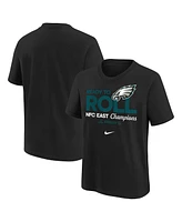 Nike Big Boys and Girls Black Philadelphia Eagles 2024 Nfc East Division Champions Locker Room Trophy Collection T-Shirt