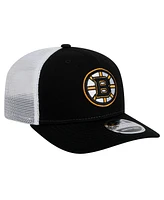 New Era Men's Black/White Boston Bruins Core Trucker 9SEVENTY Stretch-Snap Hat