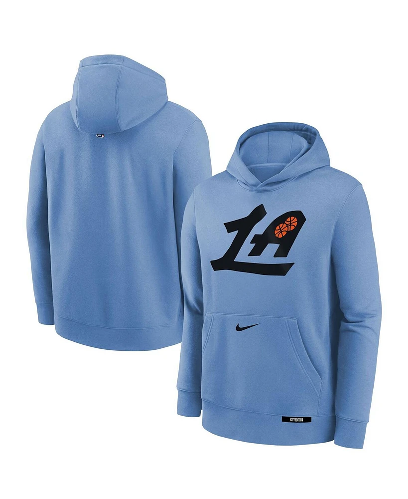 Nike Big Boys and Girls Light Blue La Clippers 2024/25 City Edition Club Fleece Pullover Hoodie