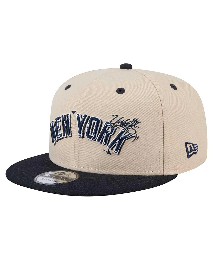 New Era Men's Cream/Black New York Yankees Team Art 9FIFTY Snapback Hat