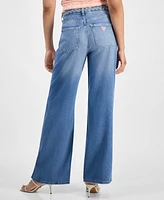 Guess Women's Braided-Waist Wide-Leg High-Rise Jeans