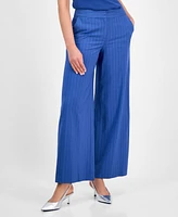 Tahari Asl Women's Pinstripe Mid-Rise Wide-Leg Pants