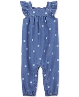 Carter's Baby Girls Floral Cotton Chambray Jumpsuit