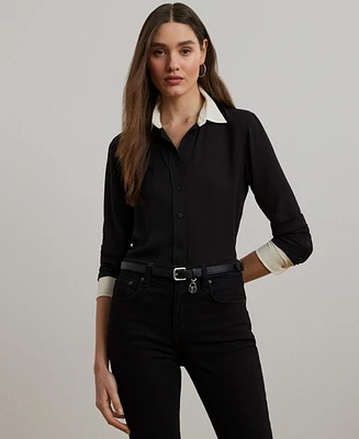 Lauren Ralph Women's Classic-Fit Two-Tone Georgette Shirt