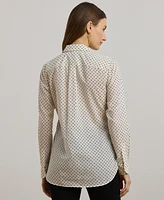 Lauren Ralph Women's Classic-Fit Polka-Dot Cotton Voile Shirt